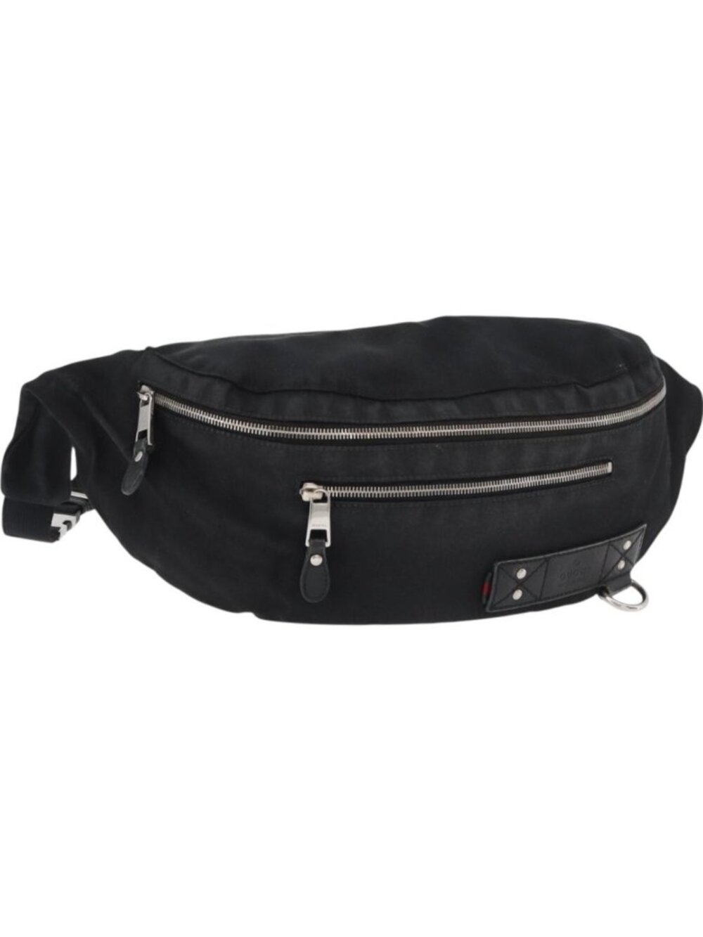 GUCCI Web Sherry Line Shoulder Bag Nylon Black Silver 246409